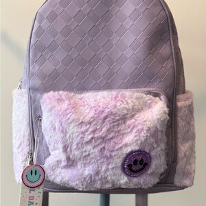 Kids Lavender Backpack with Smiley Patch